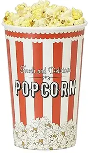 Popcorn Bucket (46 ounce), Vintage Red Striped & Popping Kernel Design (25 Count)