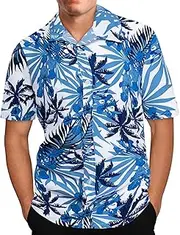 [Miekld] Summer Shirts for Men Short-Sleeved Turndown Loose Collar Spring Men's Printed Casual Blouse Shirts Men