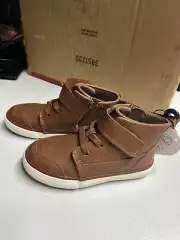Wonder Nation Toddler Boys' Casual High Top Brown Shoes, Size 10, Side Zipper,