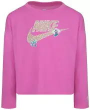 Nike Notebook Logo Knit Top Little Girls 6X/L Playful Pink Crew Neck Pullover