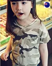 Boy Girl Kid Handsome Camo Army Military Party short Sleeves T shirt Tee Tops