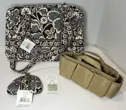 Vera Bradley Purse With Matching Coin Purse Caddy Slate Blooms Pattern Brown NWT