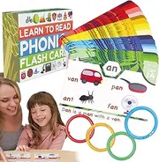 Phonics Flash Cards, Phonics Sight Words Flash Cards, Learn to Read in 20 Stages, Digraphs CVC Blends Long Vowel Sounds, Games for First Second Grade Homeschool Educational Study Activity