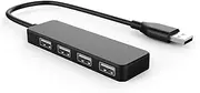 USB Hub, USB Splitter,USB 4-Port Adapter,USB Extender for Laptop, PC, MacBook, Mac Pro, Mac Mini, iMac, Surface Pro and More (Black-USB 2.0/0.3m)