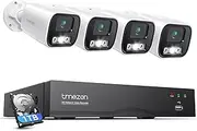 [TMEZON] Smart 4K 16CH Home Security Camera System, 4pcs Wired 5MP PoE IP Cameras Outdoor with Person Vehicle Detection, 4K 16CH NVR with 1TB HDD for 24-7 Recording, ZR08PA AU+1TB (ZR08PA)