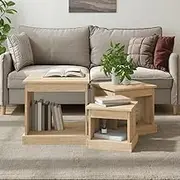 Coffee Tables, 3 pcs Sonoma Oak Engineered Wood Set, Tables Round for Living Room, Office Modern Versatile