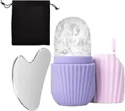 Ice Facial Roller | Ice Face Roller Massager Facial Tool Set - Shrink Pore Cold Skin Care Tools Reduces Puffiness Reusable Massage Board for Eyes Travel Daily