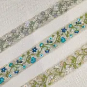 9M Sequin Beaded Floral Embroidery Mesh Fabric Decorative Ribbon for DIY Craft