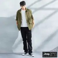 在飛比找momo購物網優惠-【JEEP】男裝 素色百搭休閒長褲(黑色)