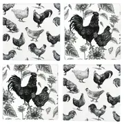 4pc LVD Ceramic Coasters Roosters Mat/Pad Home/Kitchen Decor 9.5cm Square