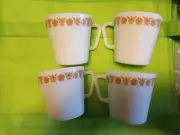 Set of 4 Vintage PYREX ~ Butterfly Gold ~ Coffee Cups #1410 NOS