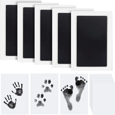 8-Pack Newborn Baby Handprint and Footprint Kit | Inkless Infant Paw Print St...