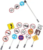 Toyvian 6pcs Miniature Traffic Signs Realistic Road Block Models for Sand Table Dioramas Train Layouts Miniature Scenes Decorative Props for Hobbyists