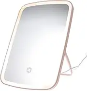 Folding LED Makeup Mirror with Adjustable Light Dimmable Vanity Mirror for Women Portable Tabletop Design for Daily Makeup and Grooming High Definition Reflection