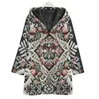 Norwegian Cotton Cozy Hooded Jacket Icelandic Dark Floral Cloak Coat Bohemian
