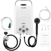 Maxkon Gas Water Heater 7 in 1 10L Outdoor Portable Camping Shower Instant Hot Heating System White