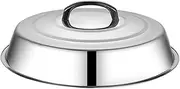 POPETPOP Stainless Steel Steak Cover: Round Stainless Steel Basting Cover Cheese Melting Dome - Cast Iron Grill Press Kit for Griddle Grill Cooking Indoor or Outdoor 14.93 inches