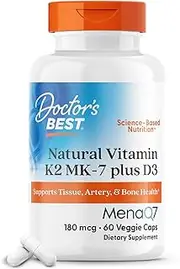 Doctor's Best Artery Prime with MenaQ7, Non-GMO, Vegetarian, Gluten Free, Soy Free, 180 mcg, 60 Veggie Caps