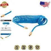 25-Foot Kink Resistant Air Hose - 3/8-Inch Polyurethane with Brass Connectors