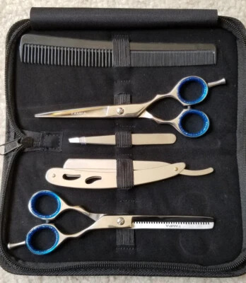6" Professional Hair Cutting Salon Scissors Thinner Shears Razor Kit Set Barber