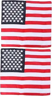 [WRITWAA] 2pcs Small Square Scarf National Flag Print Hair Scarf Off-road Vehicle Clutch Korean Scarf Double-headed False Eyelashes Printed Headscarf Marine Handle Men's Scarf Beads Fabric