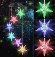 Star Shape Solar Wind Chimes Color Changing LED Lights Outdoor Garden Yard Decor