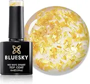 Bluesky Golden Flake No Wipe Top Coat 10ml, GLT01, Gold Leaf Gel Nail Polish for 21 Day Manicure, Professional, Salon& Home Use, Requires Curing Under LED UV Nail Lamp