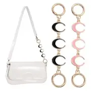 Bag Extender Chain, 2 Pcs Purse Strap Moon Shape Chain, Black/Pink