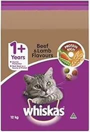 [whiskas] Adult Beef and Lamb Flavour Dry Cat Food, 12 kg