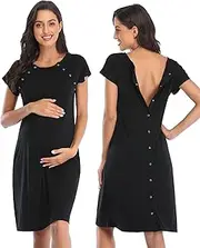 [Momctnino] Women's Maternity Nursing Nightdress Delivery Labor Hospital Nightgown Sleepwear for Breastfeeding