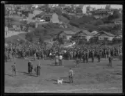Crowds around Charles Kingsford Smith's plane the Southern Cross, - Old Photo