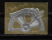 GUYANA, CHARLIE CHAPIN $600 EN ORO Y PLATA. MNH.