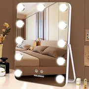 13.8" x 10.6" Vanity/Makeup Mirror with Lights, Hollywood Lighted Vanity Mirror with 11 Dimmable LED Bulbs,3 Color Modes,Touch Control Led Mirror Makeup,Dimmable,for Vanity Desk Tabletop,Bedroom