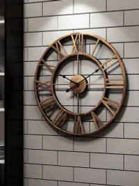 在飛比找松果購物優惠-創意歐式鐵藝掛鐘 復古美式裝飾時鐘 適用客廳咖啡廳 (5.8