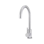 MEIR Round Kitchen Mixer Tap - Gooseneck Swivel - Polished Chrome