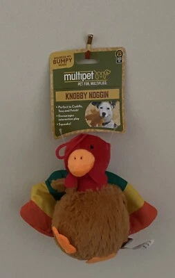 Multipet Harvest Knobby Noggins Plush Dog Toys 7" Turkey