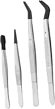 OKUMEYR 4pcs Slip Stainless Steel Tweezers Set for Precision Handling for Stamps Coins and Eyelash Extensions for Home Office and Laboratory Use