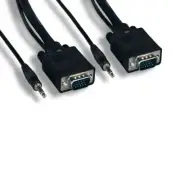 Kentek 35'ft SVGA HD15 Video/AUX Audio Combo Cable for HDTV PC Monitor Projector