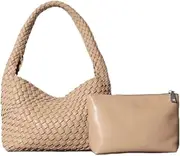 [Generic] Woven Handbag for Woman Vegan Leather Shoulder bag and Purse Small Fashion Shopper Totes Ladies Underarm Bags