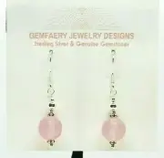 Sterling Silver Faceted Pink CHALCEDONY Dangle Earrings #7997...Handmade USA
