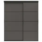 SKYTTA / MEHAMN sliding door combination, black/double sided dark grey, 177x205 cm