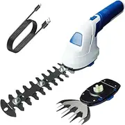 7.2v Electric Grass Trimmer, 2 in 1 Handheld Cordless Hedge Shrubbery Trimmer with 2 Blades, Grass Cutter, Rechargeable Battery and Type-c, Deal for Shrub, Garden, Lawn