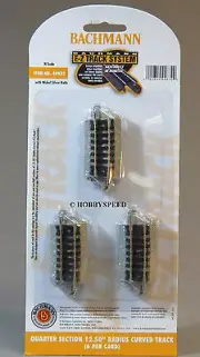 BACHMANN N SCALE EZ TRACK QUARTER CURVE SECTIONS 12.50" RADIUS short BAC44832