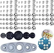 100 Pcs Cover Button Kit, Aluminum Alloy Craft Kit 5 Different Sizes With 5 in 1 Tool DIY Covered Buttons for Clothes Hats Sweaters Backpacks Crafts