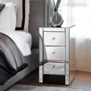 ALFORDSON Mirrored Bedside Table Cabinet Nightstand Silver