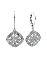 Silver 0.11 ct. tw. Diamond Antique Lock Earrings