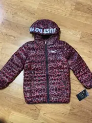 NEW Girls NIKE Just Do It Printed Jacket Coat Size 4 Leopard Pink Black NWT￼
