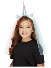 Unicorn Pastel Headband With Veil Childrens World Book Day Fancy Dress Accessory