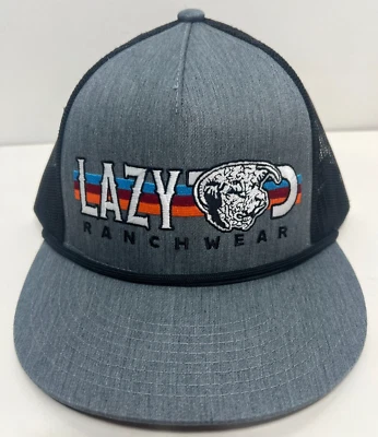 Lazy J Ranch Wear Dope Rope SnapBack Truck Hat Grey & Black NWOT