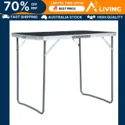 Foldable Camping Table with Metal Frame 80x60 cm Grey Portable Outdoor Fur 48171